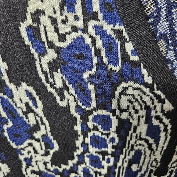 Etcetera Womens Knit Dress M Blue & Black Patterned V-Neck Short Sleeve - Picture 2 of 5